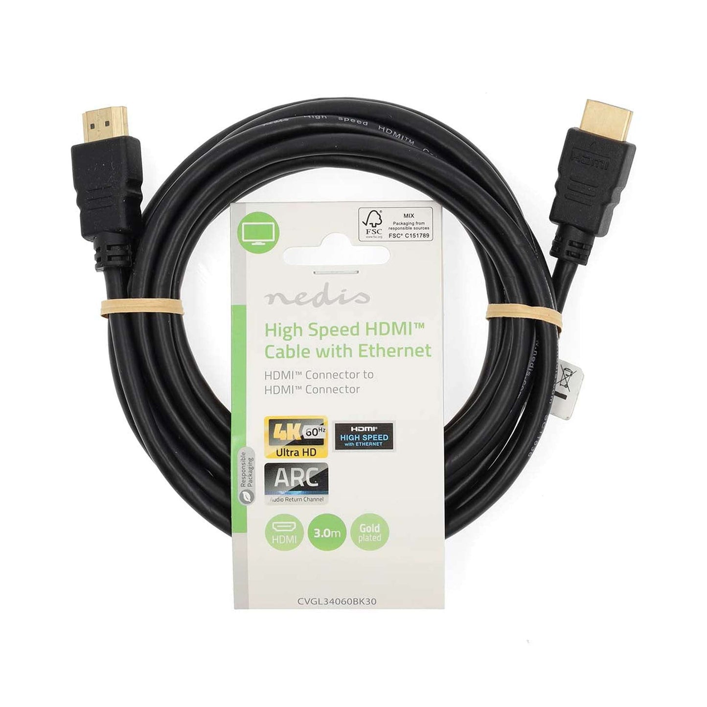 High Speed HDMI 2.0 met Ethernet 3M - CVGL34060BK30