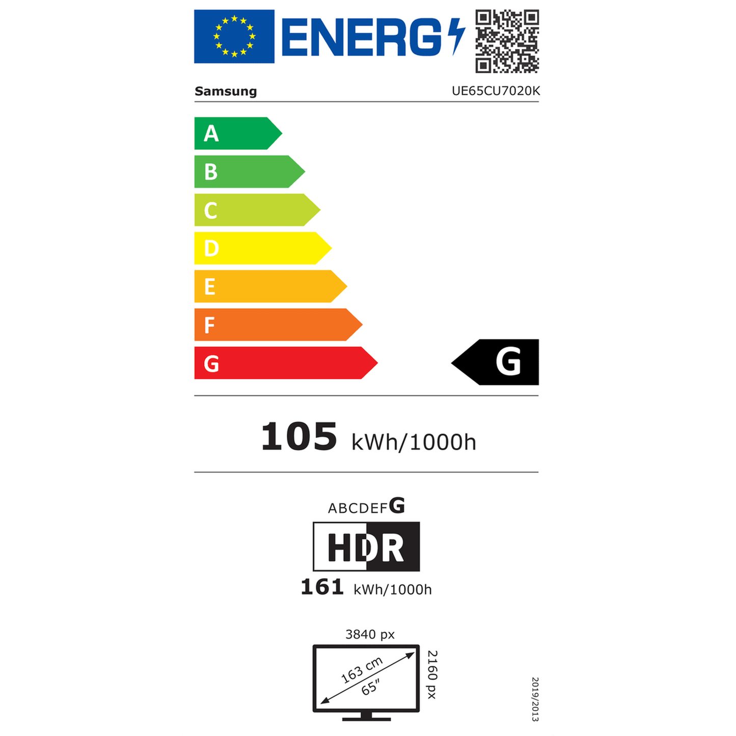 SAMSUNG UE65CU7020 - 65 inch - 4K UHD