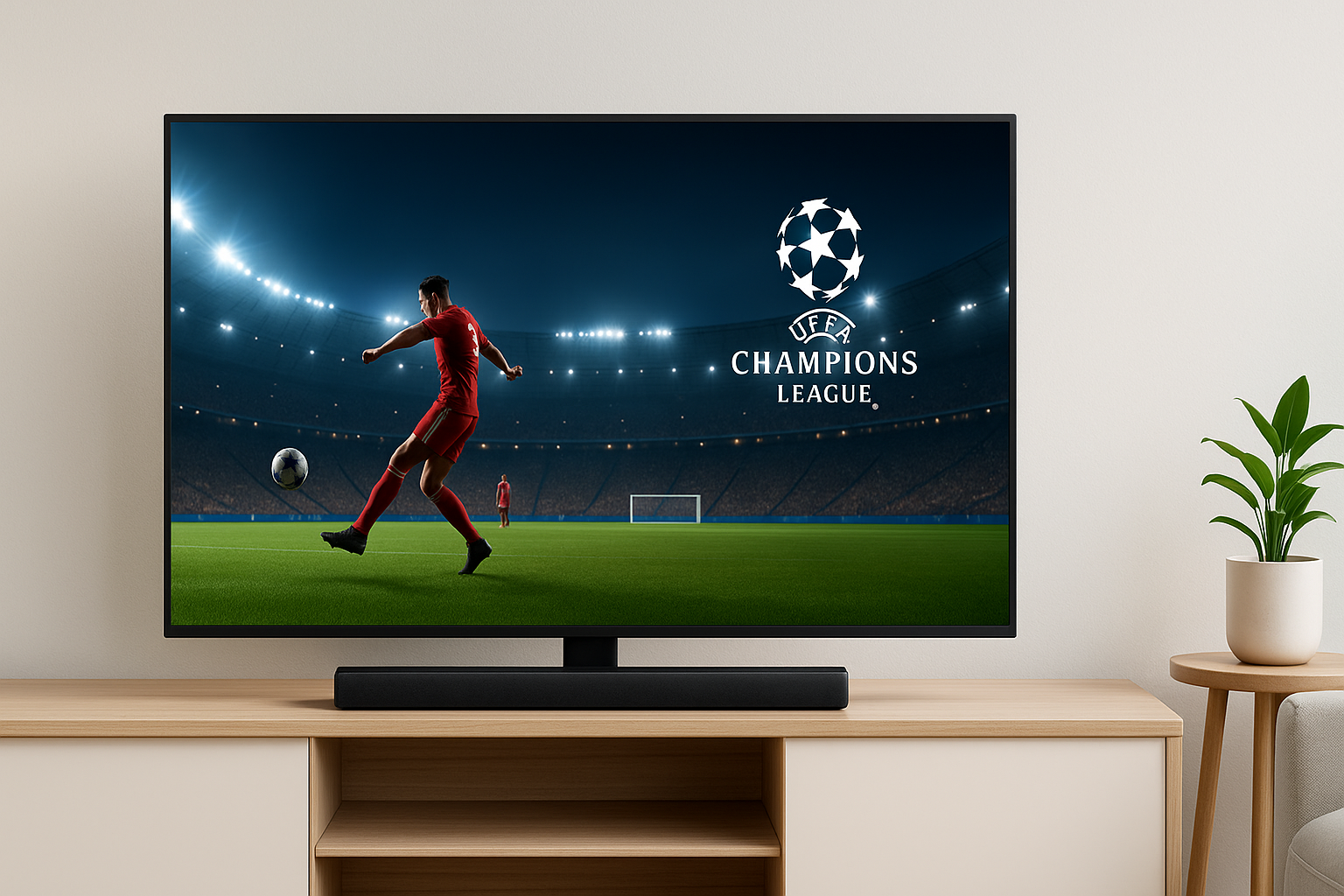 Champions League Finale voorbereiding: Grote TV's en soundbars in de spotlight.