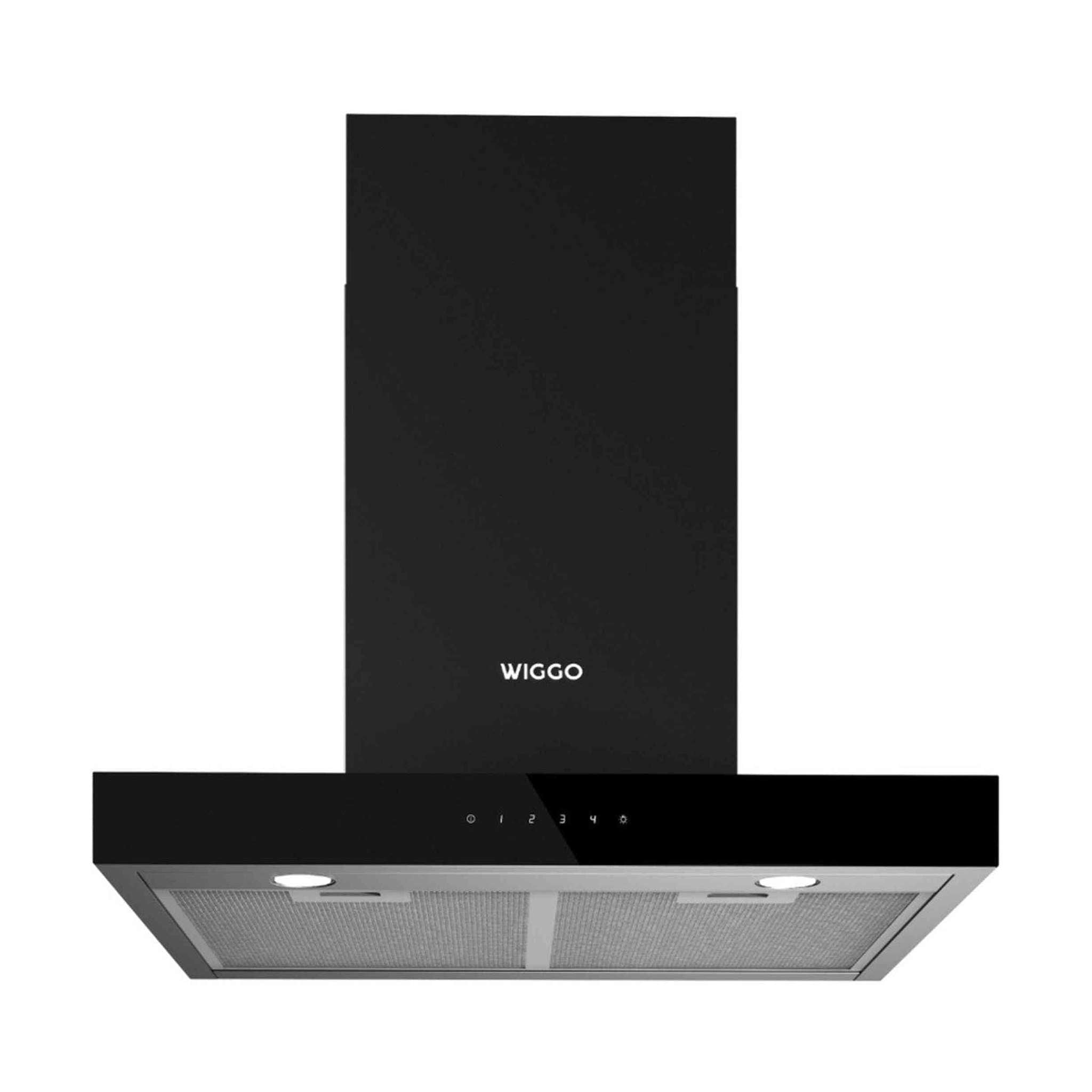 Wiggo WE-A641T(B) – Afzuigkap – 60 cm – Zwart Glas & RVS