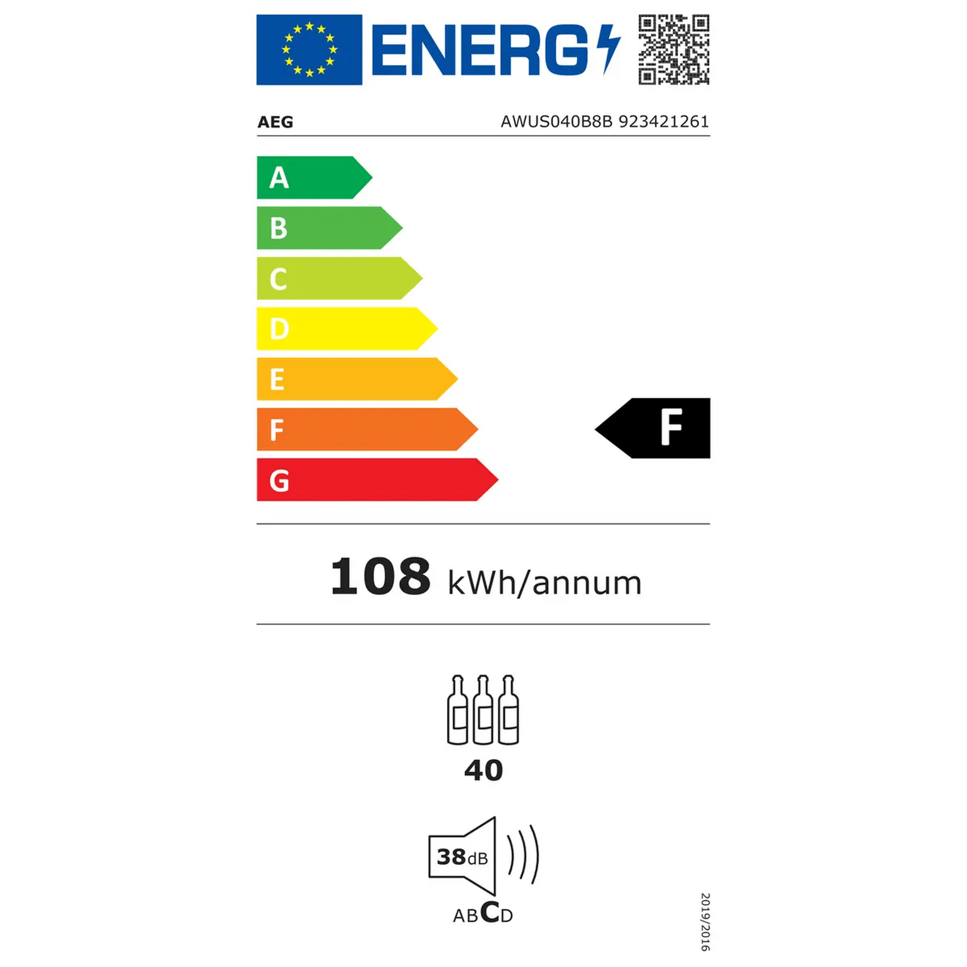 AEG AWUS040B8B - Wijnkoeling - Capaciteit: 40 flessen