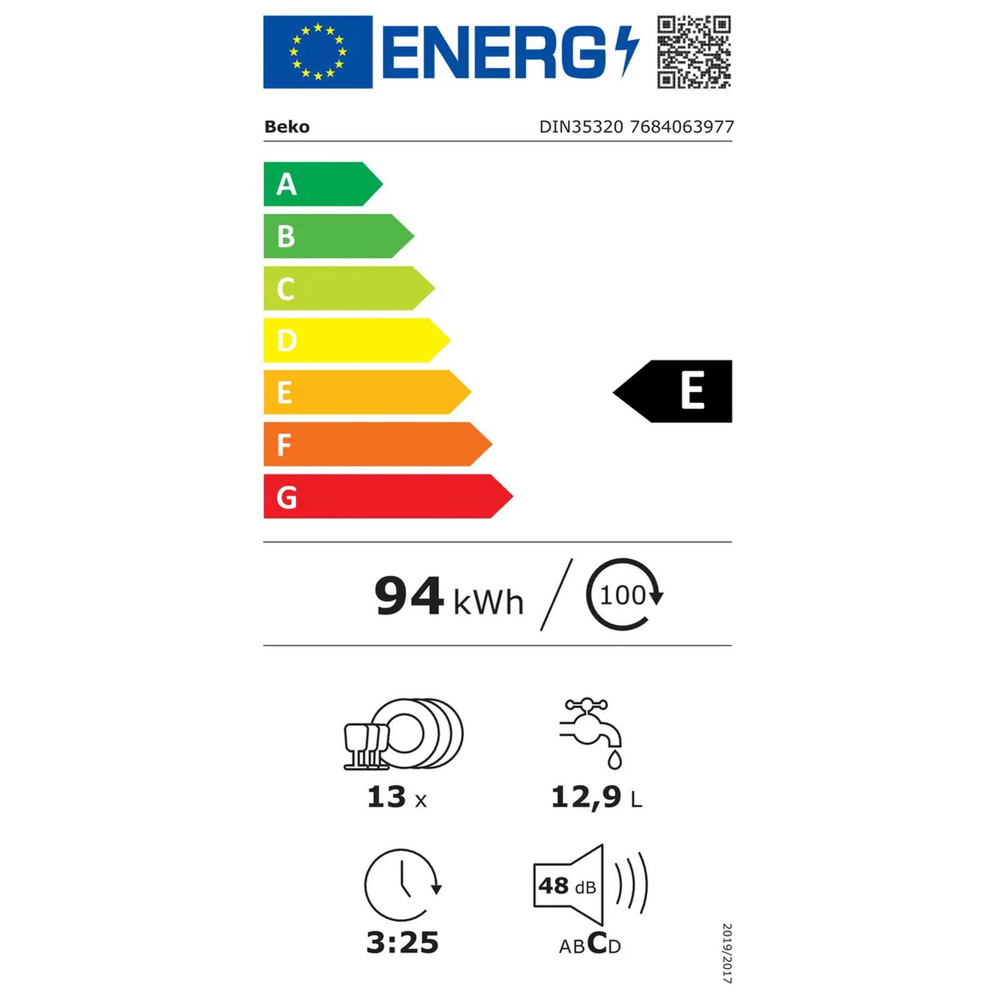Beko DIN35320 - Inbouw vaatwasser - Volledig geïntegreerd