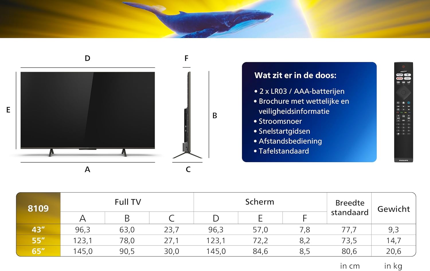 Philips 43PUS8109/12 – 43 inch 4K UHD LED TV – Ambilight – Smart – HDR – Zwart – Energieklasse G - Art Electronics