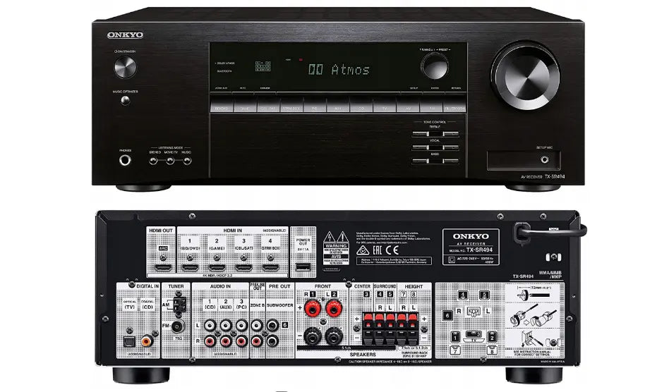 Onkyo TX-SR494DAB Black AV-receiver | 7.2 | DAB+ radio, FM radio | Bluetooth | Totaal uitgangsvermogen: 7x 80 W