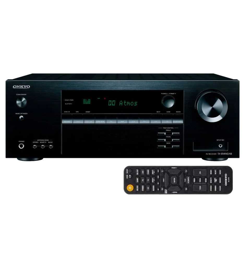 Onkyo TX-SR494DAB Black AV-receiver | 7.2 | DAB+ radio, FM radio | Bluetooth | Totaal uitgangsvermogen: 7x 80 W