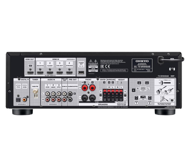 Onkyo TX-SR494DAB Black AV-receiver | 7.2 | DAB+ radio, FM radio | Bluetooth | Totaal uitgangsvermogen: 7x 80 W