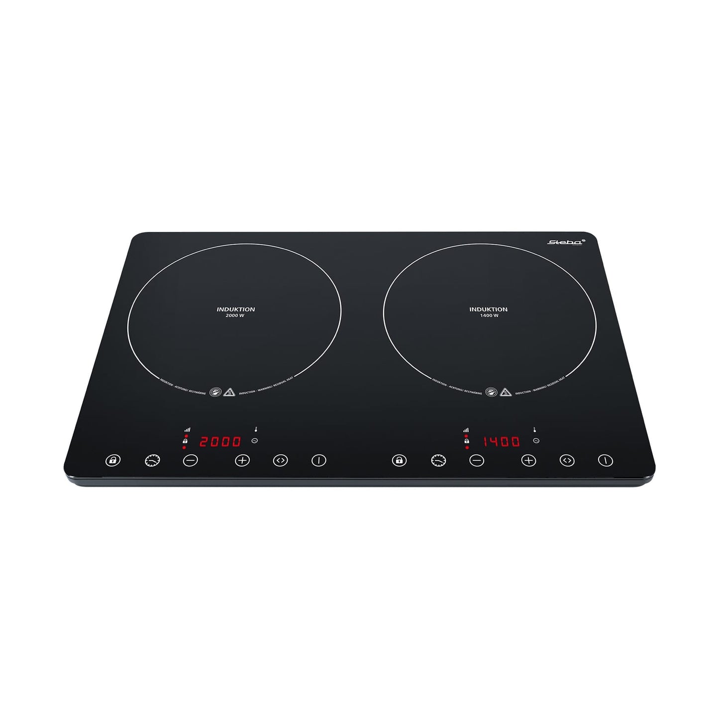 Steba IK650Slim - Inductiekookplaat - 2 pits ø 25,0 cm - Extra dun - Temperatuurregeling 60 - 240°C - timer - 3400 Watt - 8 vermogensniveaus